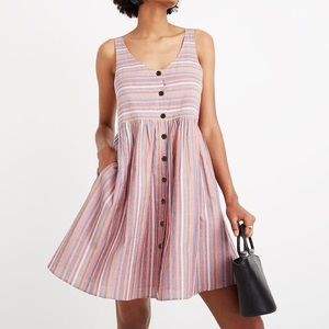 Madewell Scoopneck Tank Dress in Rainbow Stripe